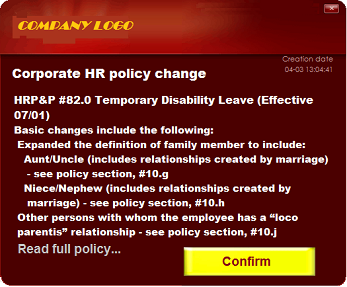 corporate employee communications policy change